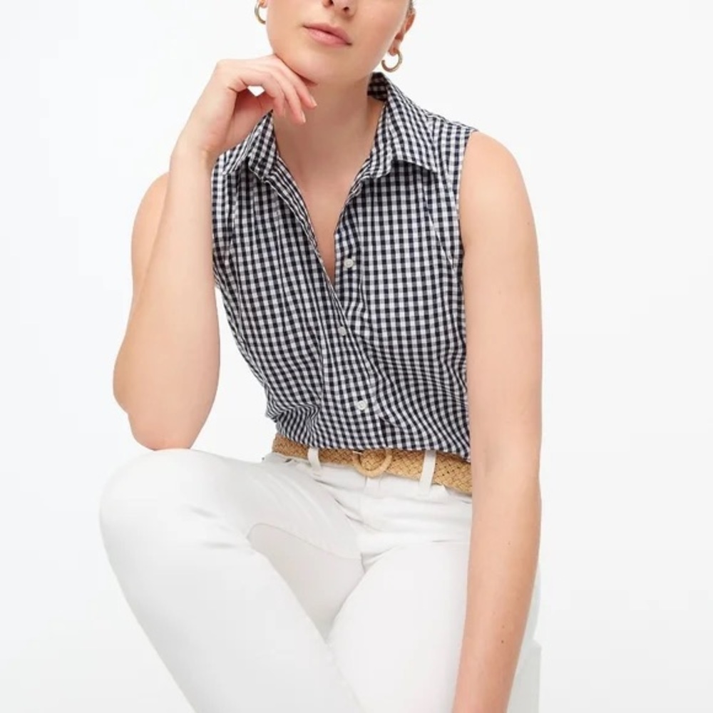 J. Crew Sleeveless Gingham Button-Up Top in Signature Fit - Size S